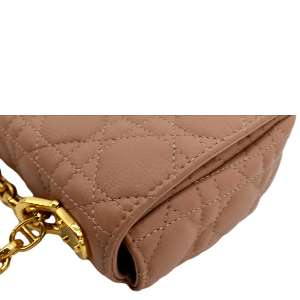 Christian Dior Caro Cannage Calf Leather Shoulder Bag Rose Des