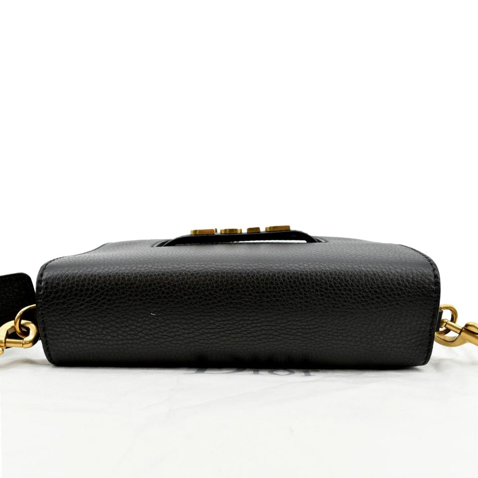 Christian Dior Dio(r)evolution Flap Grained Calfskin Shoulder Bag Black