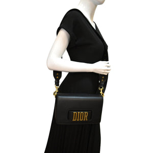 Christian Dior Dio(r)evolution Flap Grained Calfskin Shoulder Bag Black