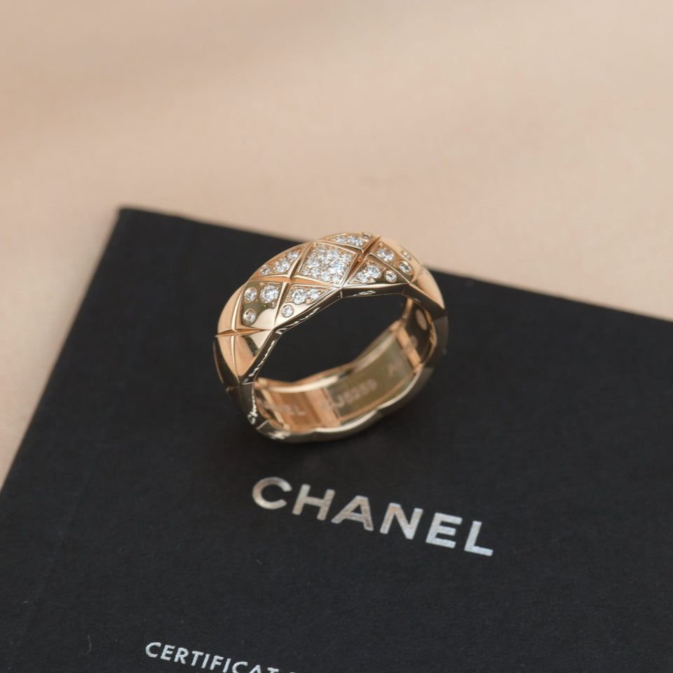 Chanel Small Rose Gold Diamond Coco Crush Ring