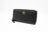 Gucci Long Zippy Bee Wallet in Black Leather