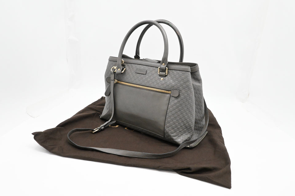 Gucci 2way Bag in Grey MicroGuccissima Leather