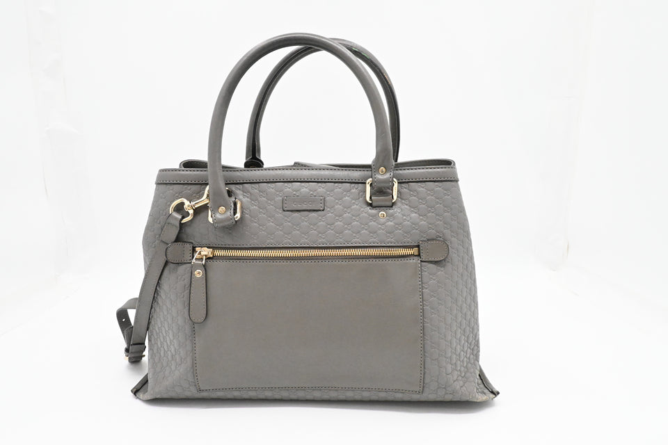 Gucci 2way Bag in Grey MicroGuccissima Leather