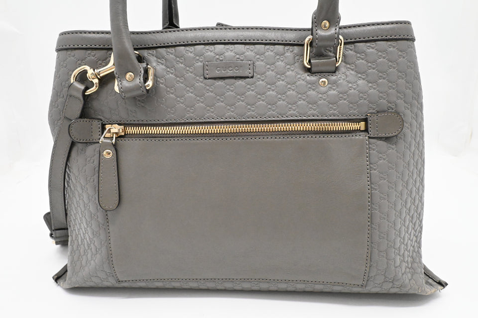 Gucci 2way Bag in Grey MicroGuccissima Leather