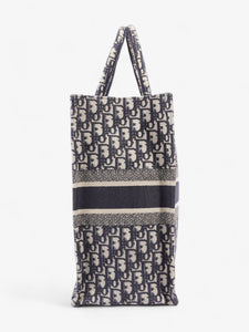 Christian Dior Book Tote Ecru and Blue Dior Oblique Canvas Large