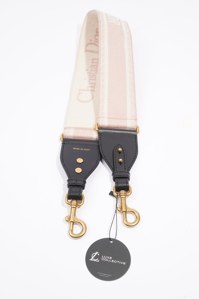 Christian Dior Embroidered Strap Pink / cream Canvas