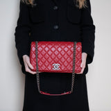 Chanel Red Quilted Goatskin Large City Rock Flap Bag