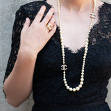 Chanel Faux Pearl CC Station Necklace