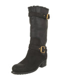 Dior NUBUCK AND LEATHER BUCKLE STRAP MID CALF BOOTS