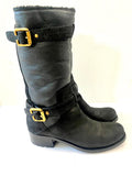 Dior NUBUCK AND LEATHER BUCKLE STRAP MID CALF BOOTS