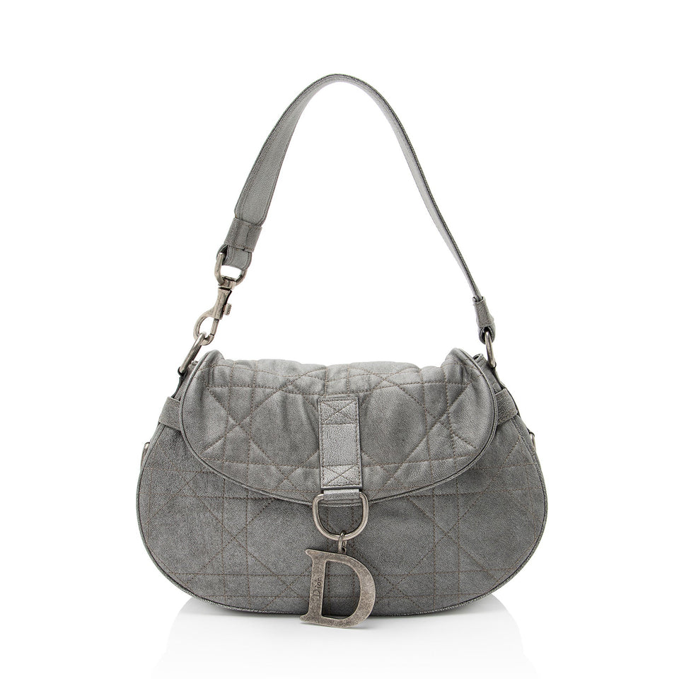 Dior Metallic Cannage Lambskin Flap Shoulder Bag