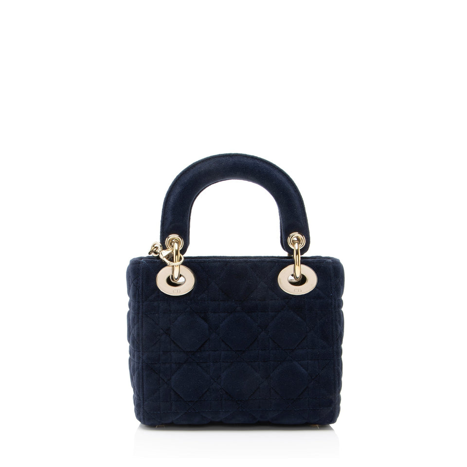 Dior Cannage Velvet Crystal Lady Dior Mini Tote