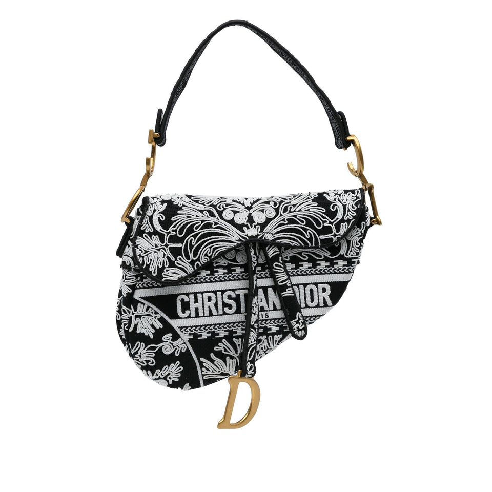 Dior Canvas Embroidered Ornamental Cornely Saddle Bag