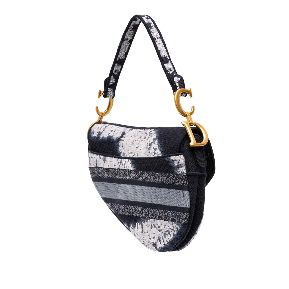 Dior Canvas Embroidered Tie Dye Saddle Bag