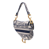 Dior Canvas Embroidered Toile de Jouy Saddle Bag