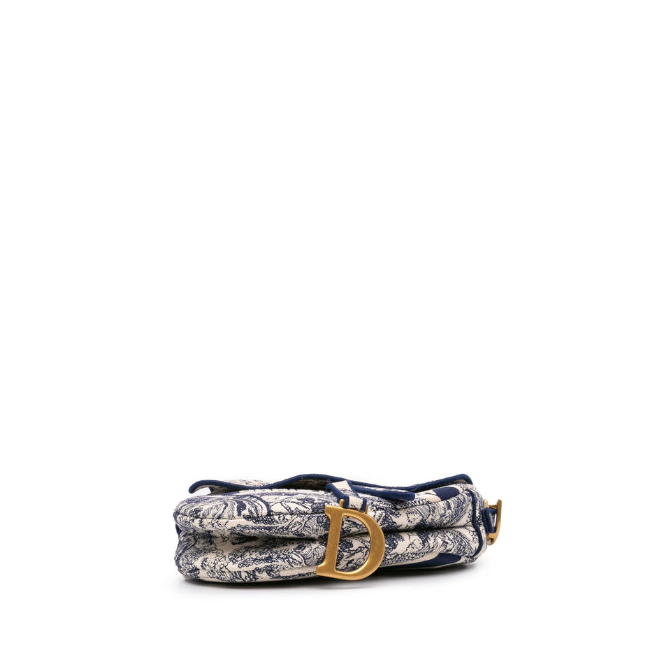 Dior Canvas Embroidered Toile de Jouy Saddle Bag