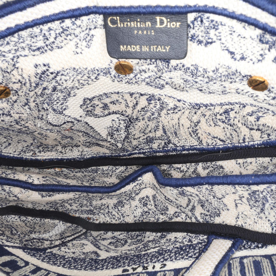 Dior Canvas Embroidered Toile de Jouy Saddle Bag