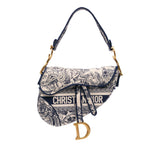 Dior Canvas Embroidered Toile de Jouy Saddle Bag