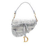 Dior Canvas Embroidered Toile de Jouy Saddle Bag