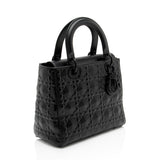 Dior Diamond Calfskin Lady Dior Medium Tote (SHF-39Dale)