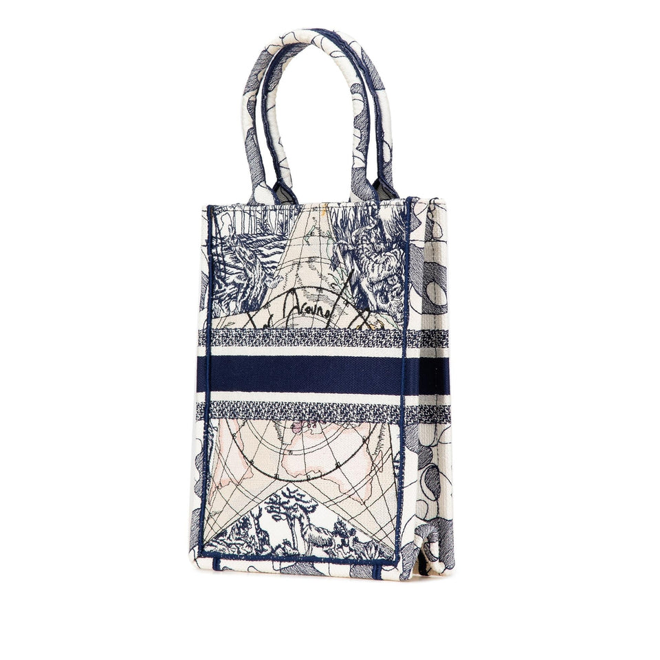 Dior Embroidered Canvas Around The World Vertical Book Tote