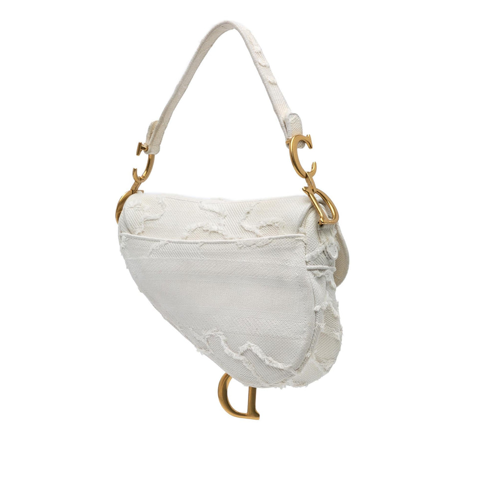 Dior Embroidered Canvas Camouflage Saddle Bag