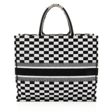 Dior Embroidered Canvas Checkered Book Tote