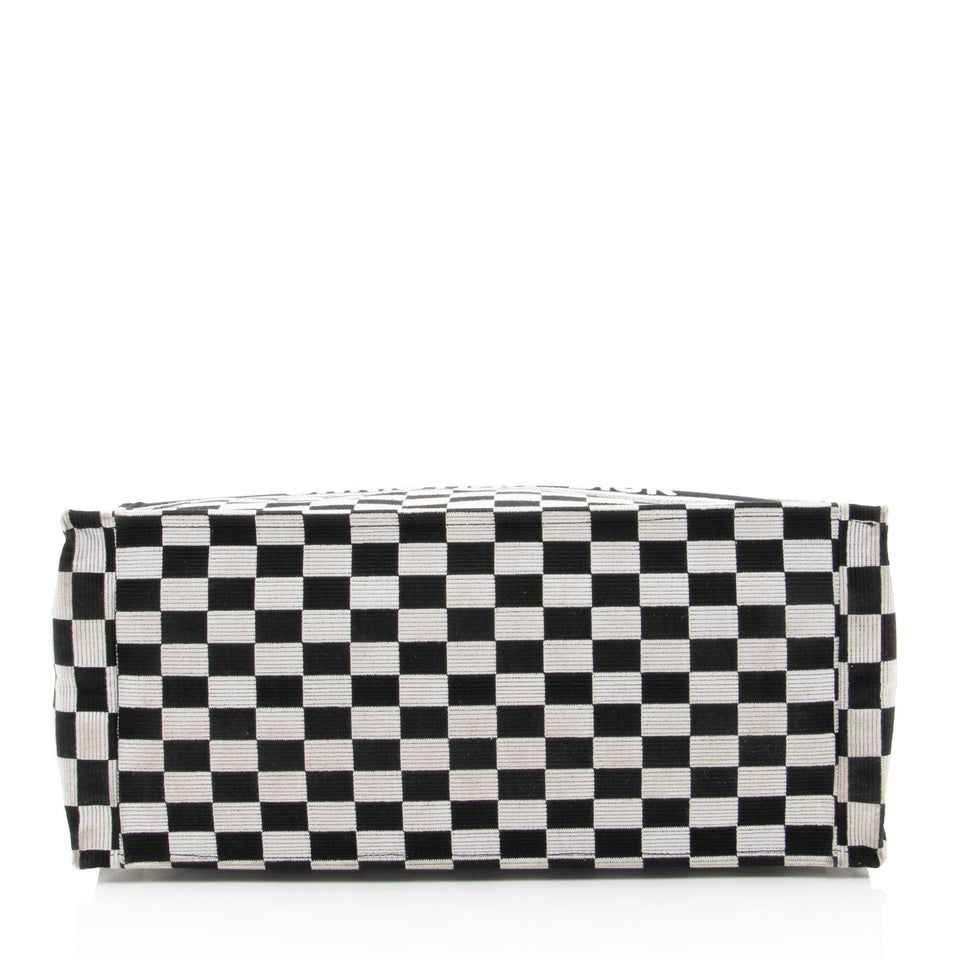 Dior Embroidered Canvas Checkered Book Tote