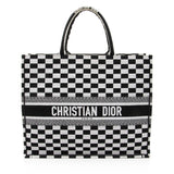 Dior Embroidered Canvas Checkered Book Tote