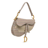 Dior Embroidered Canvas Stripes Saddle Bag (SHG-QrmhiD)