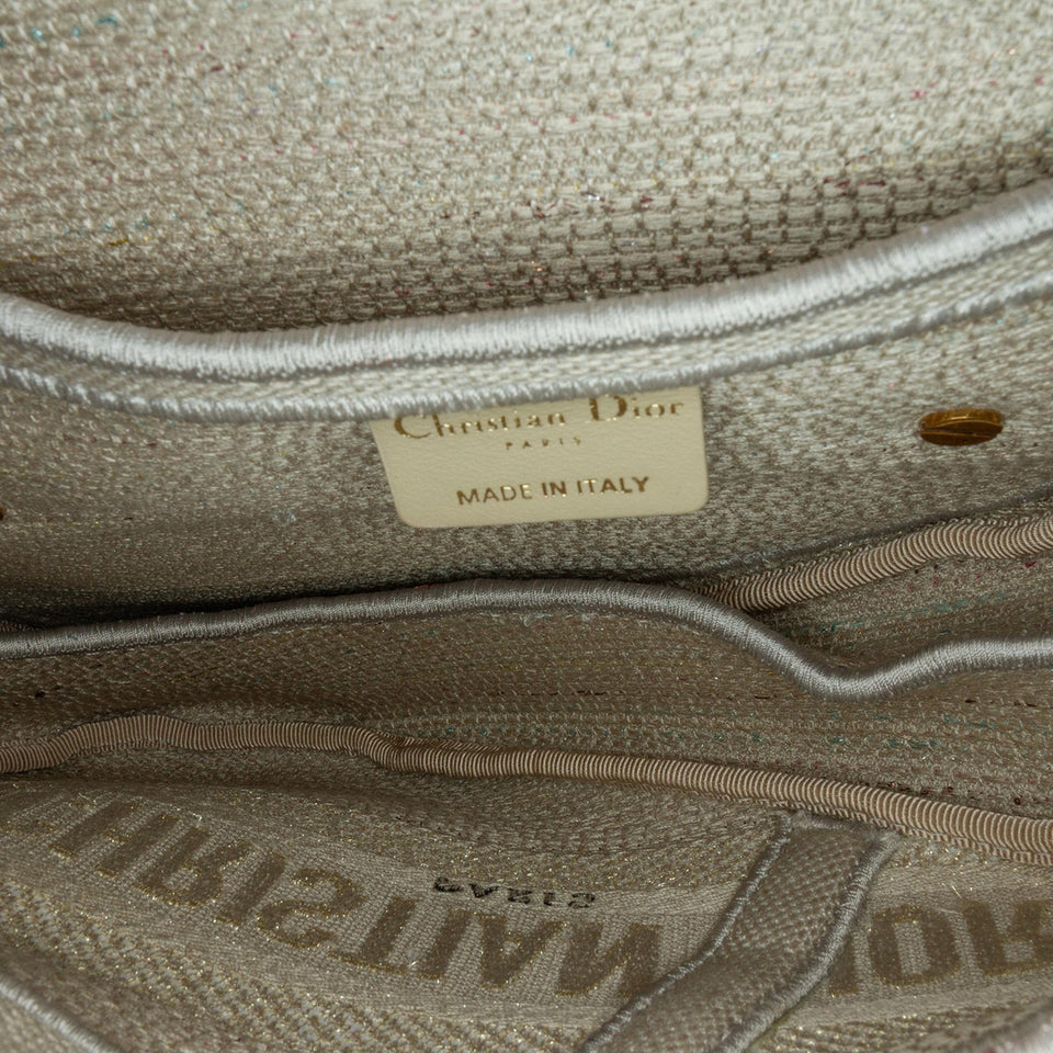 Dior Embroidered Canvas Stripes Saddle Bag