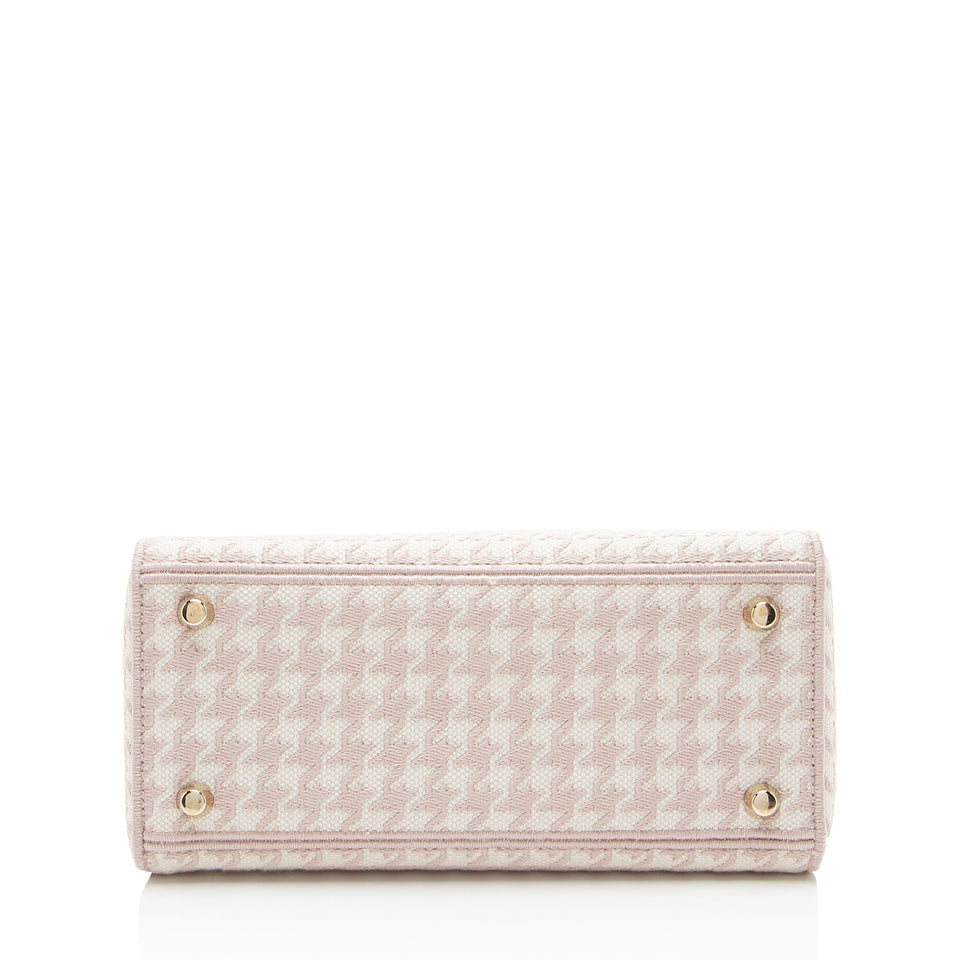 Dior Embroidered Houndstooth Canvas Lady D-Lite Medium Tote