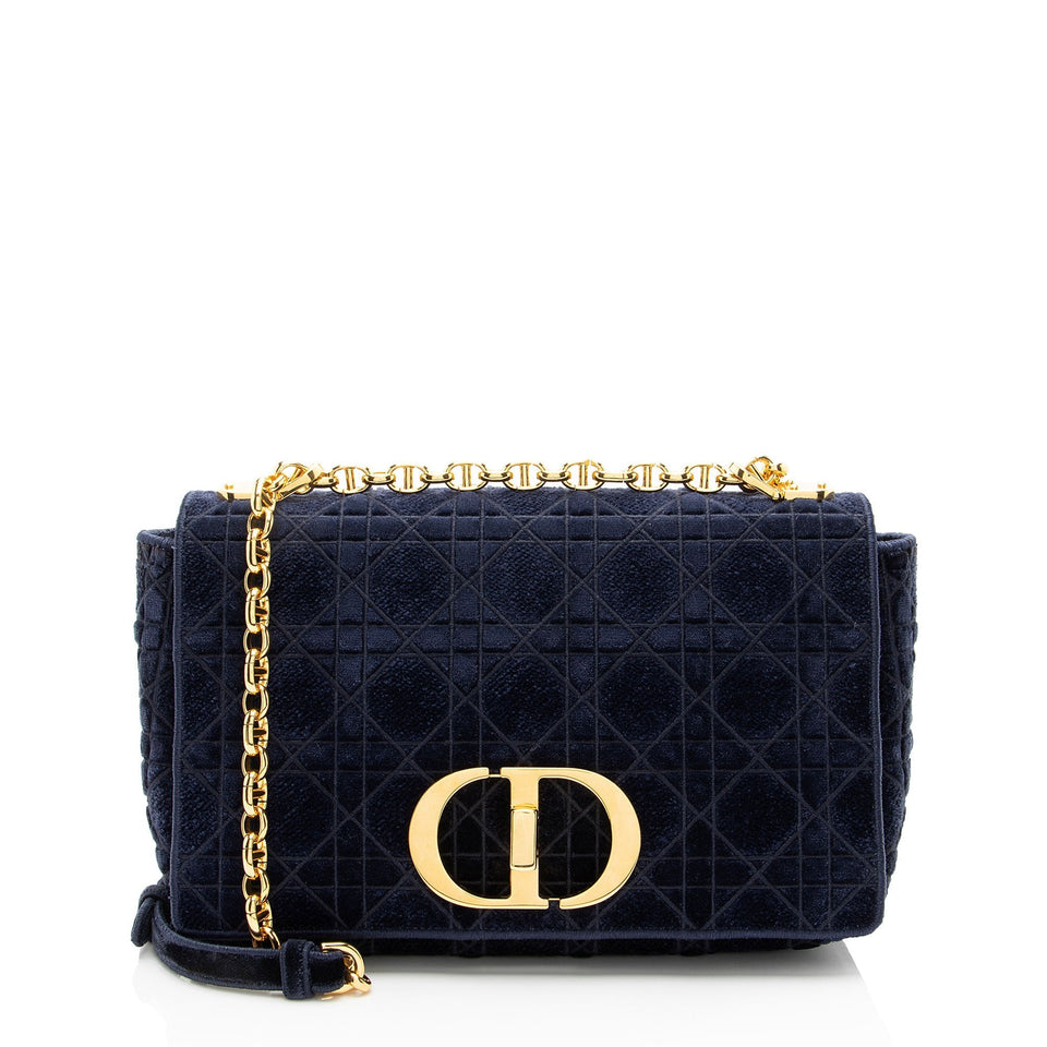 Dior Velvet Cannage Caro Medium Shoulder Bag