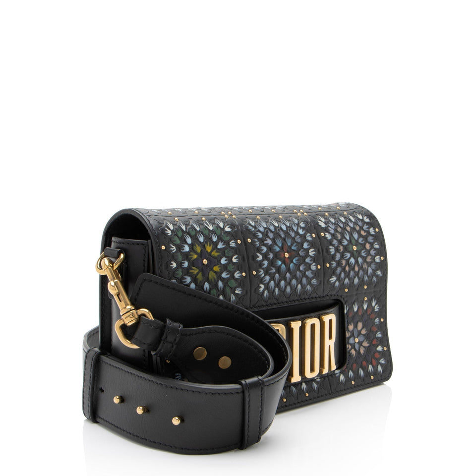 Dior Grained Calfskin Studded Floral Dio(r)evolution Flap Bag (SHF-yW1Jb4)