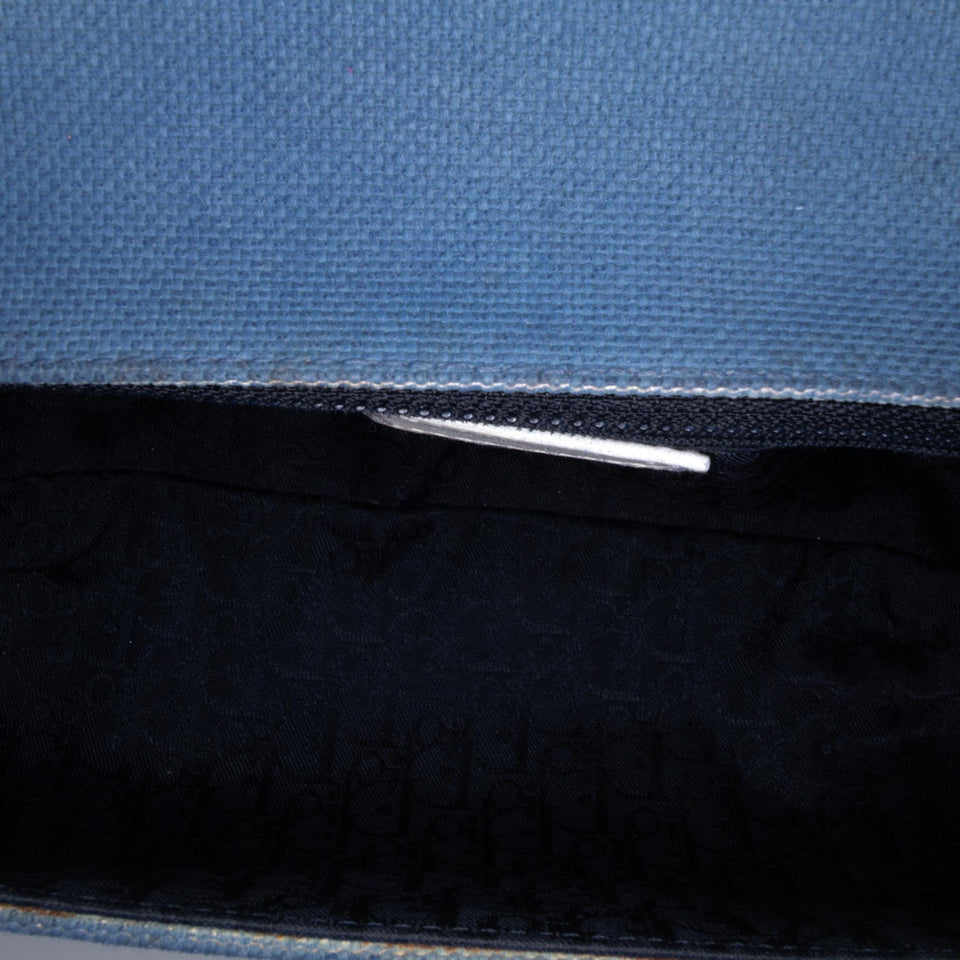 Dior John Galliano Diorissimo Trimmed Canvas Shoulder Bag