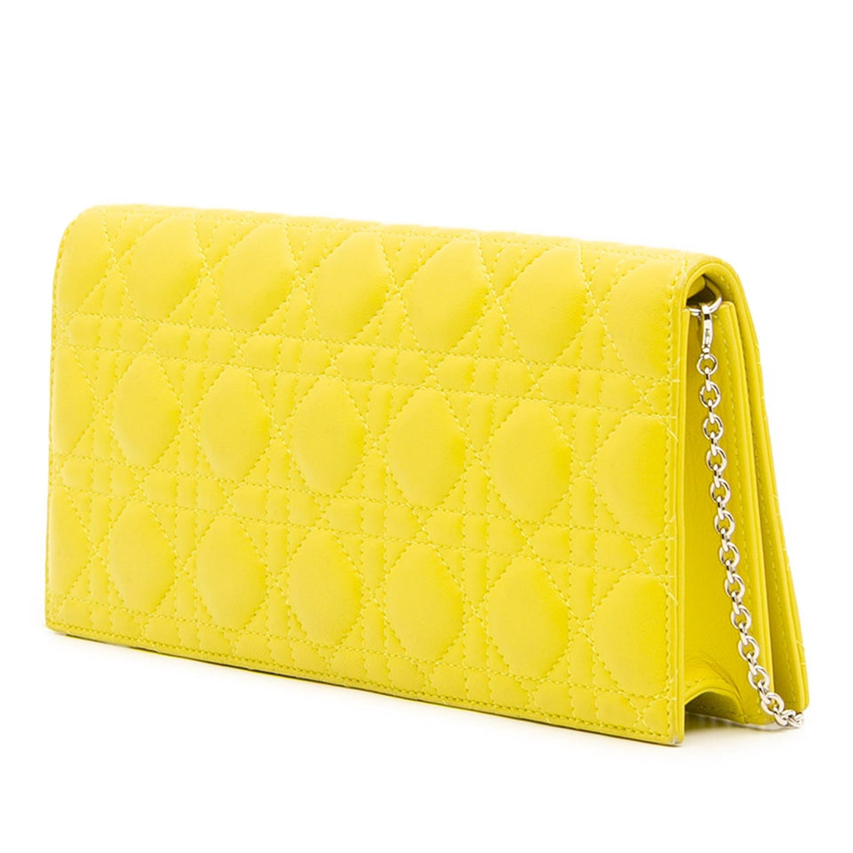 Dior Lambskin Cannage Lady Dior Wallet On Chain