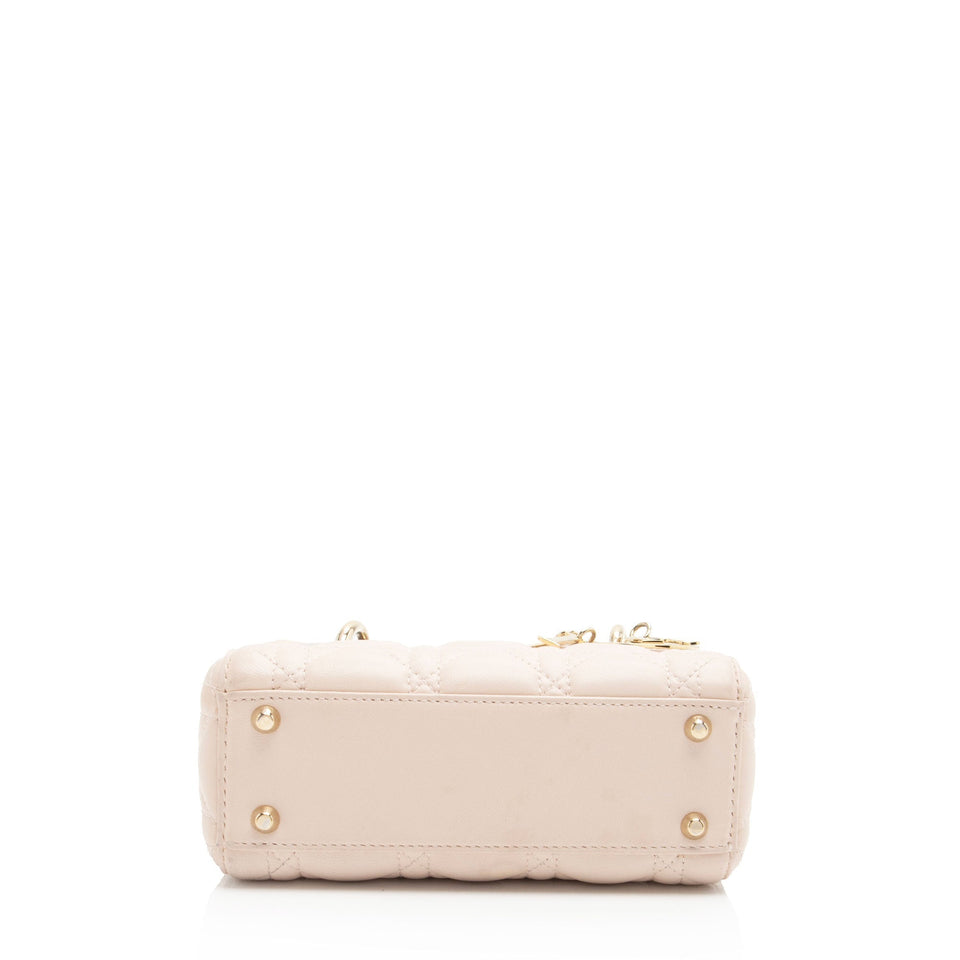 Dior Lambskin Lady Dior Mini Tote (SHF-TFr3Vt)