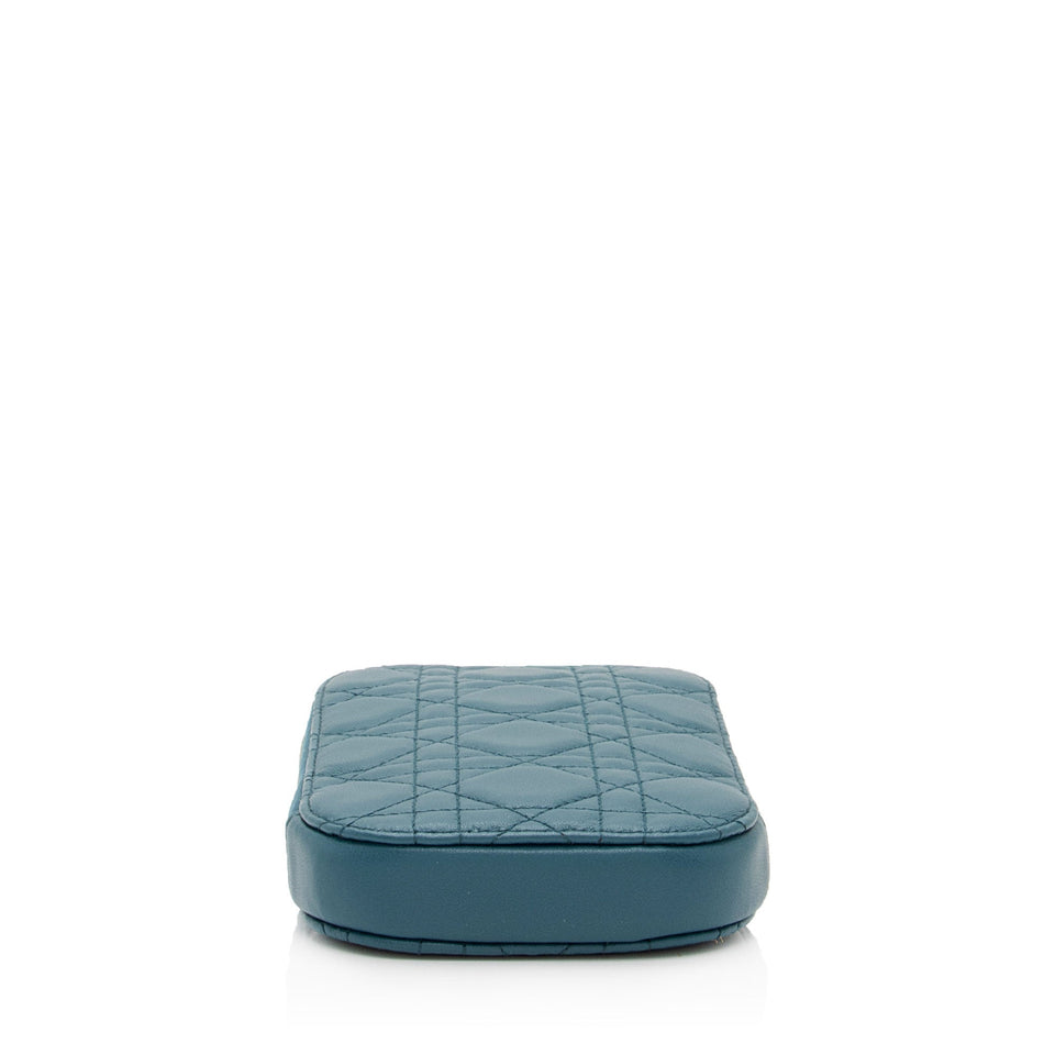 Dior Lambskin Cannage Lady Dior Phone Holder (SHF-5NZo4L)