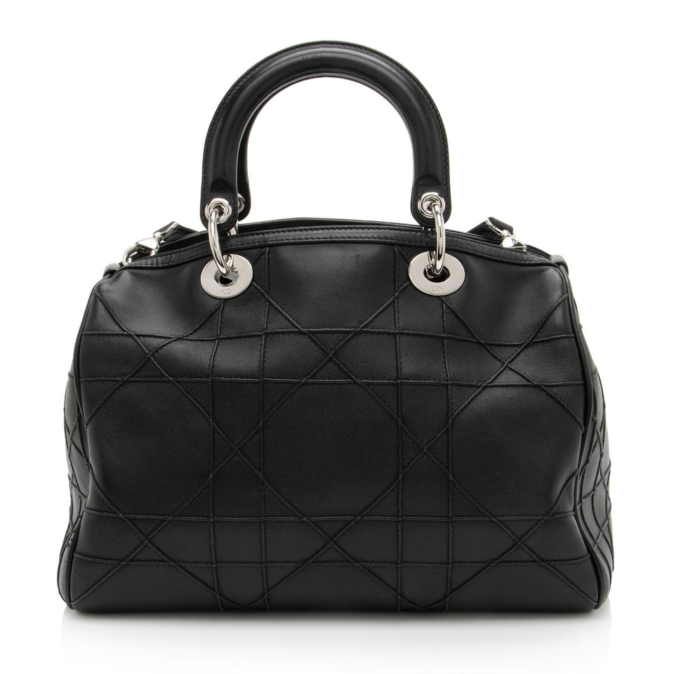 Dior Lambskin Leather Cannage Granville Polochon Satchel