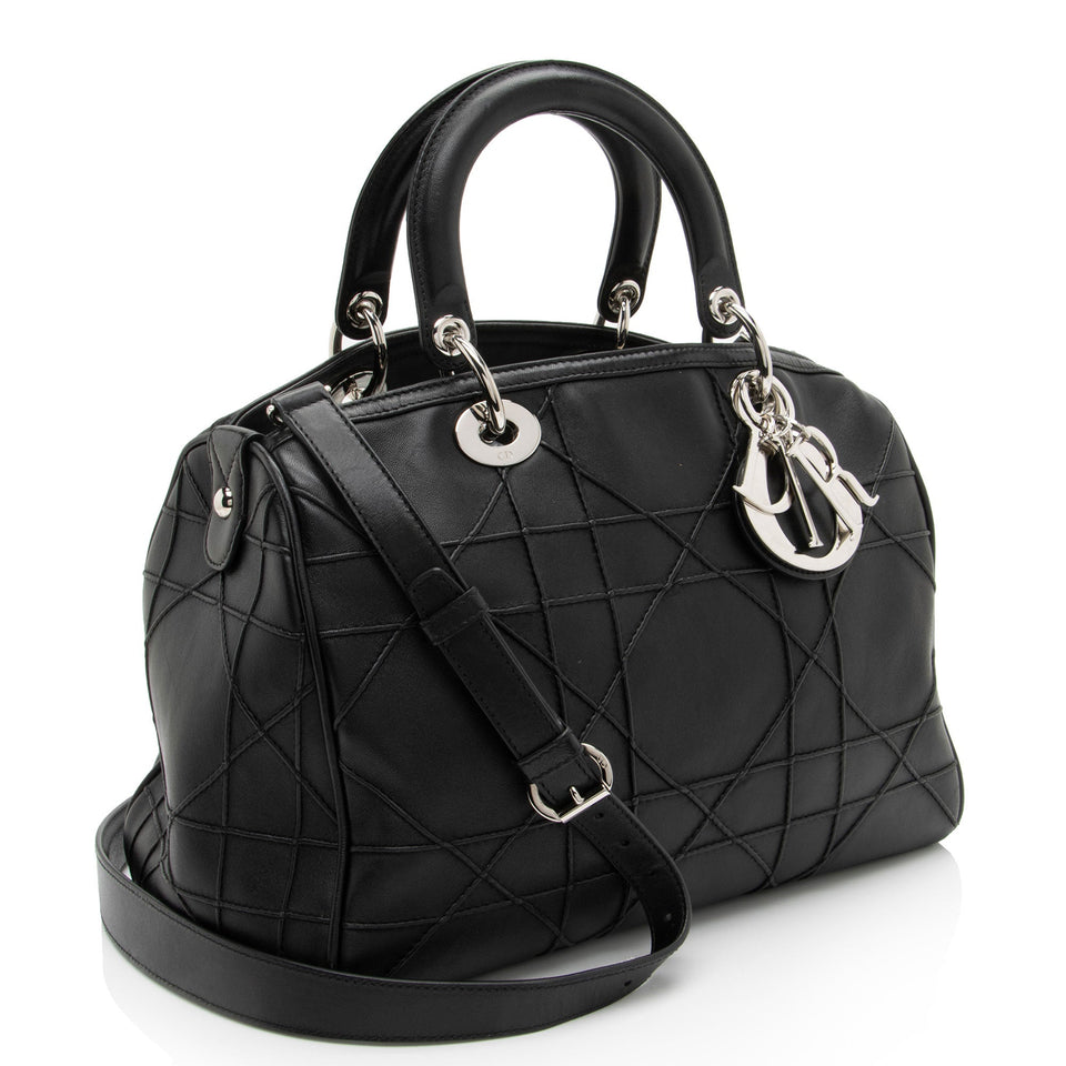 Dior Lambskin Leather Cannage Granville Polochon Satchel