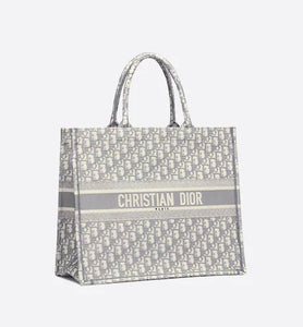 Dior LARGE BOOK TOTE GRAY Dior OBLIQUE EMBROIDERY