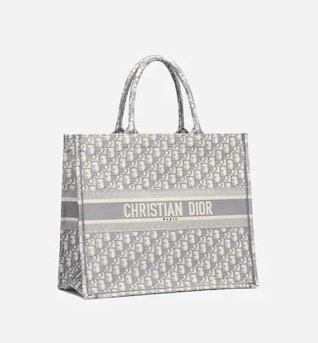 Dior LARGE BOOK TOTE GRAY Dior OBLIQUE EMBROIDERY