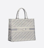 Dior LARGE BOOK TOTE GRAY Dior OBLIQUE EMBROIDERY