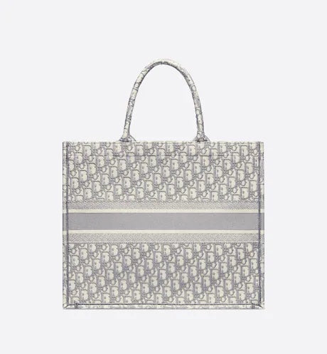 Dior LARGE BOOK TOTE GRAY Dior OBLIQUE EMBROIDERY