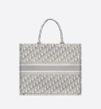 Dior LARGE BOOK TOTE GRAY Dior OBLIQUE EMBROIDERY