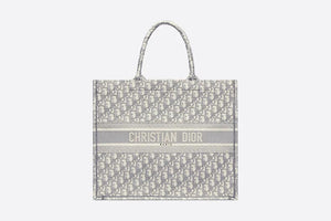Dior LARGE BOOK TOTE GRAY Dior OBLIQUE EMBROIDERY