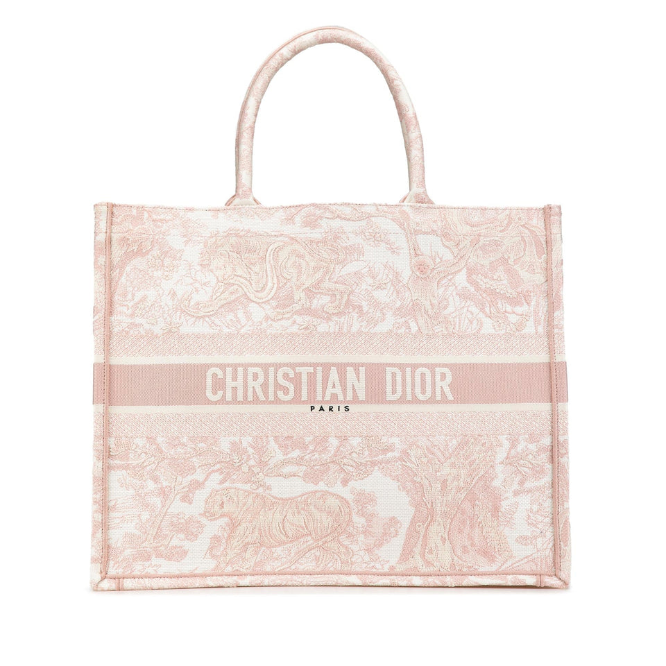 Dior Large Canvas Embroidered Dioriviera Toile De Jouy Book Tote