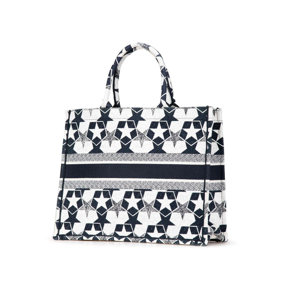 Dior Large Canvas Embroidered Lucky Star Book Tote