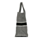 Dior Large Canvas Houndstooth Embroidered Book Tote