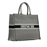 Dior Large Canvas Houndstooth Embroidered Book Tote